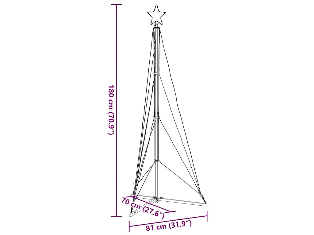 LED-kerstboom 363 LEDs koud wit 182 cm