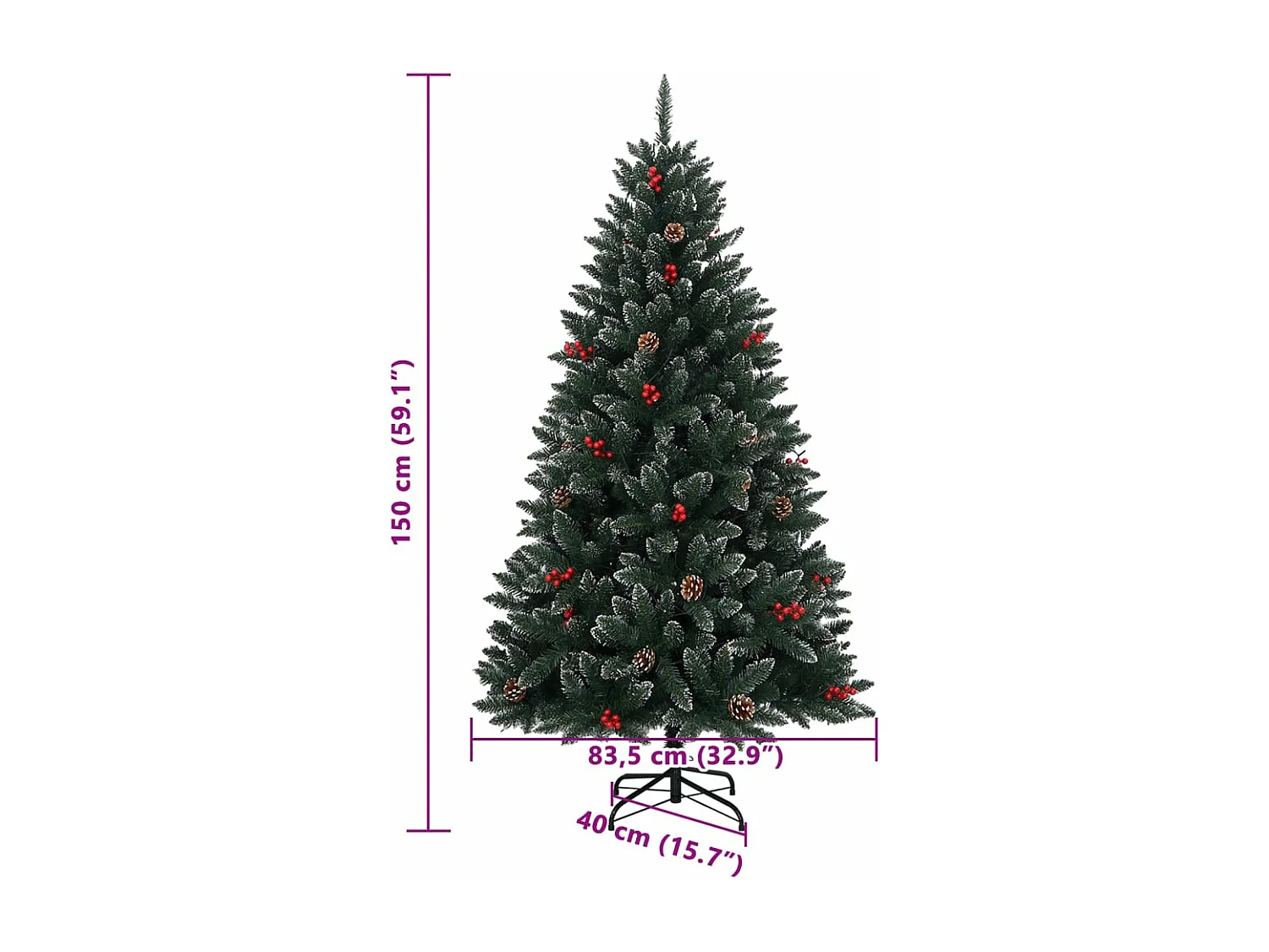Sapin de Noël artificiel 150 LED 150 cm