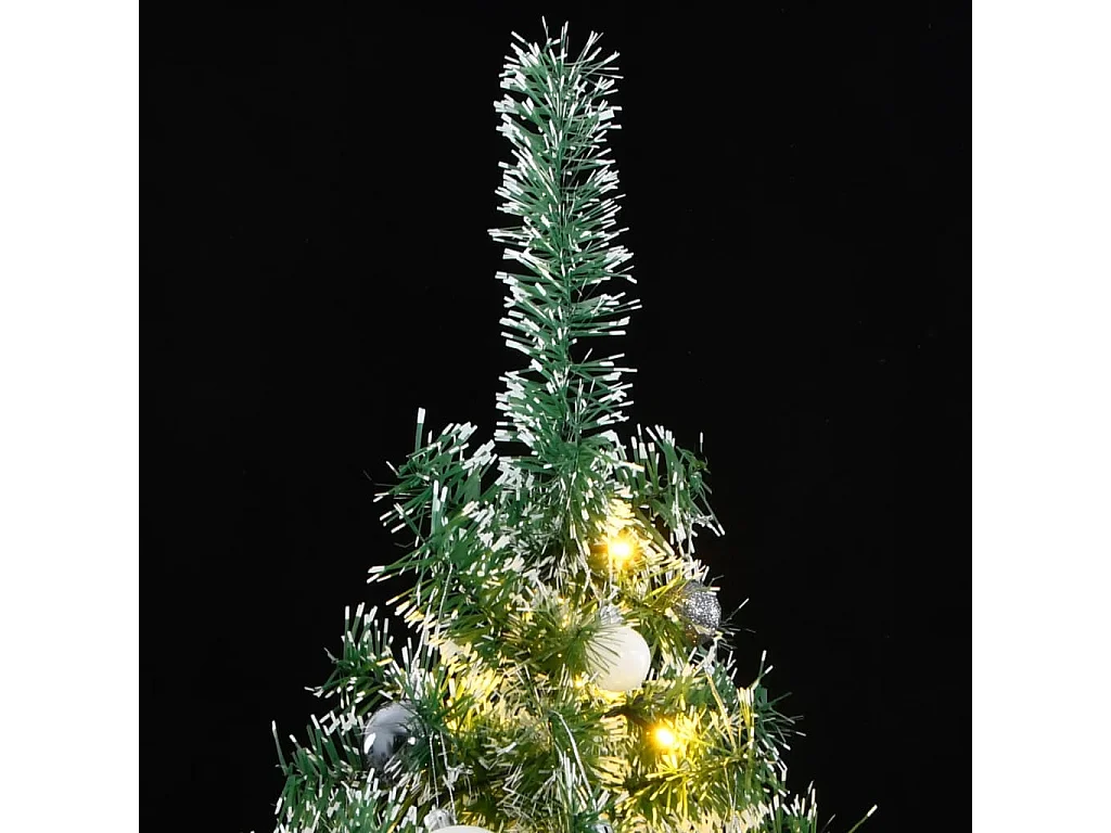 Sapin de Noël artificiel 300 LED&boules&neige floquée 210 cm
