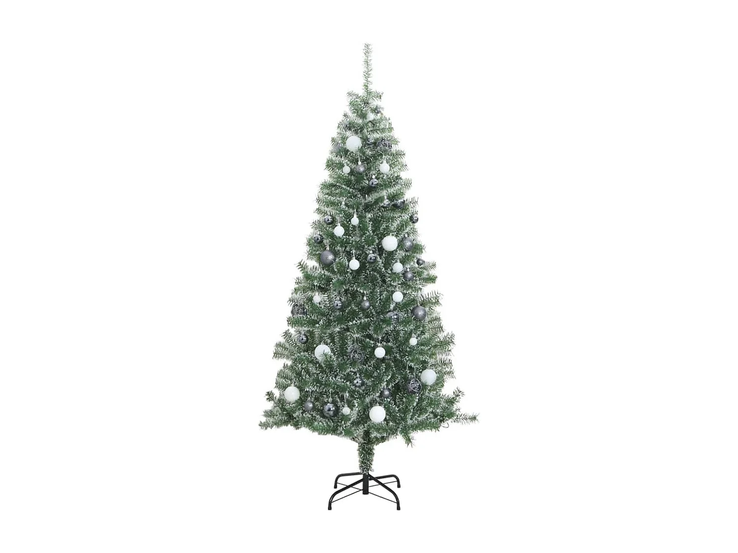 Sapin de Noël artificiel 300 LED&boules&neige floquée 210 cm