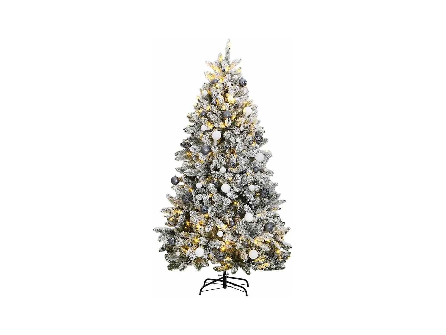 Kunstkerstboom met scharnieren 300 LED's en kerstballen 270 cm