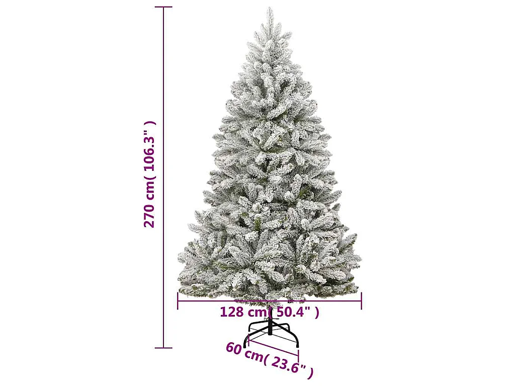 Kunstkerstboom met scharnieren 300 LED's en kerstballen 270 cm