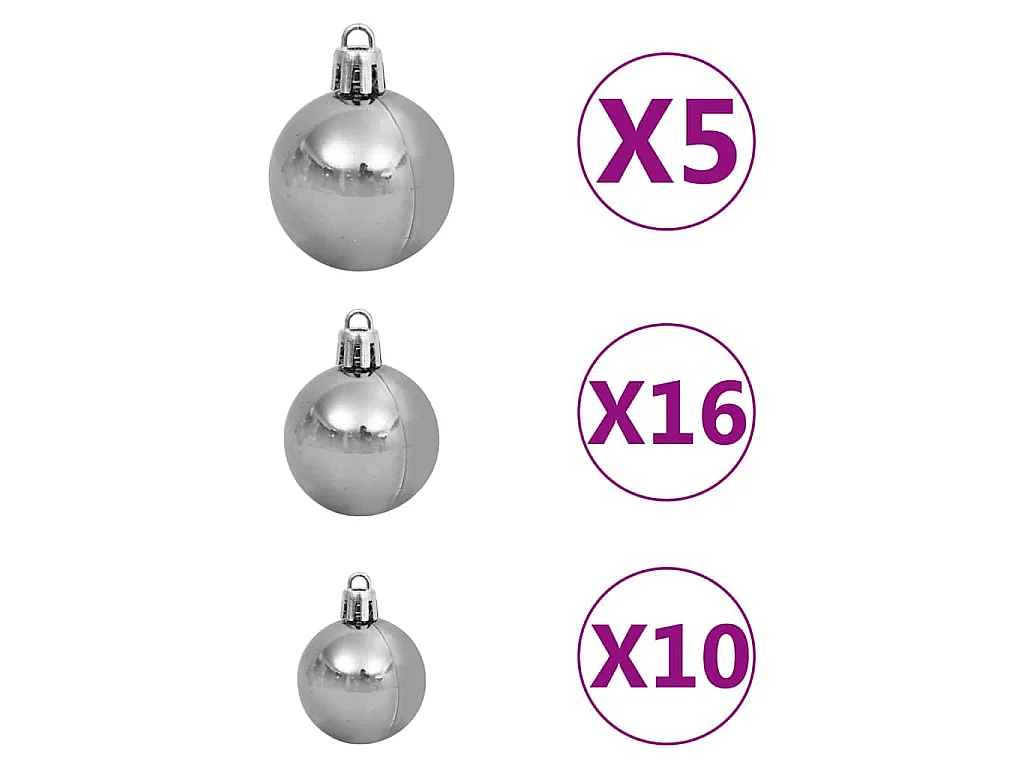 Kunstkerstboom met scharnieren 300 LED's en kerstballen 270 cm