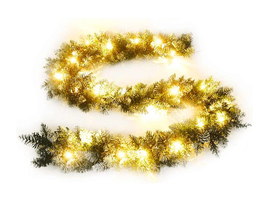 Grinalda de Natal com luzes LED 2,7 m PVC verde