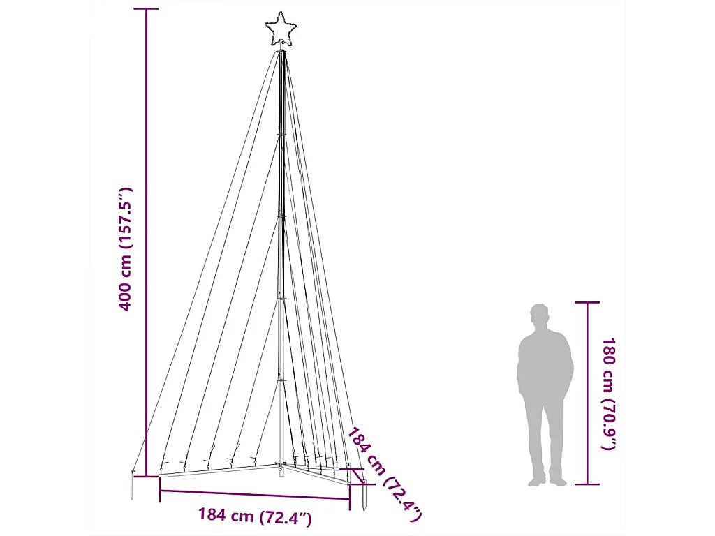 Sapin de Noël à LED 570 LED blanc chaud 399 cm