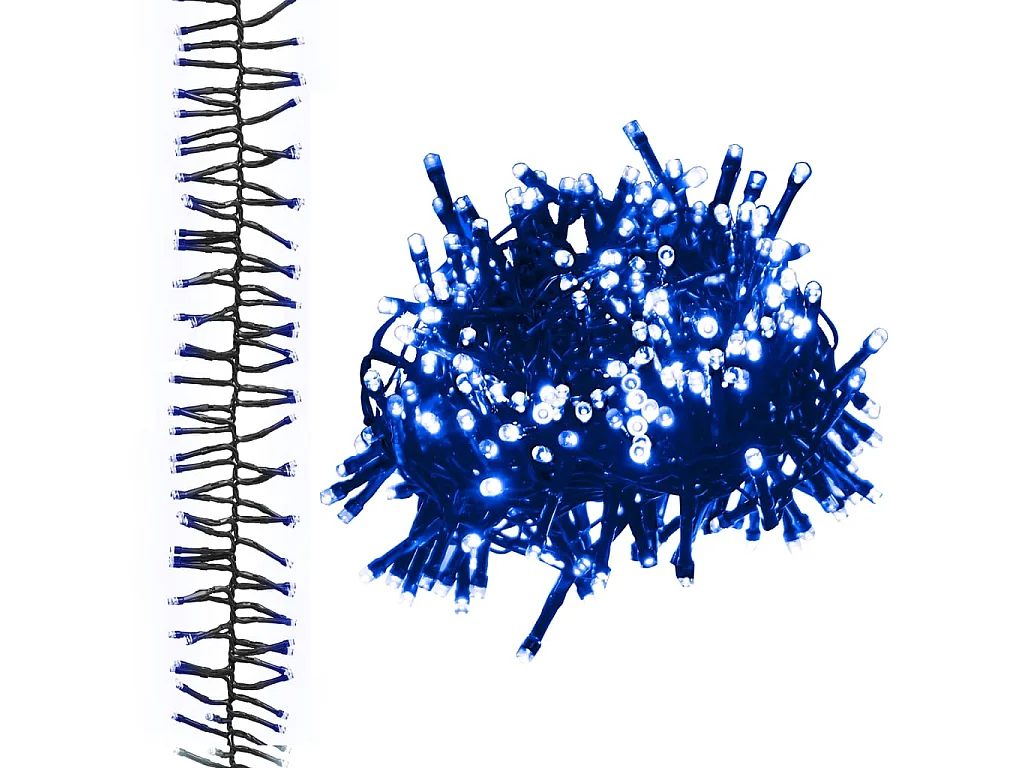 Cordão de luzes agrupadas 1000 luzes LED PVC azul