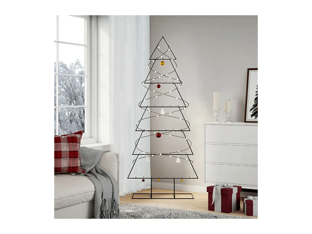 Kerstdecoratie kerstboom 180 cm metaal zwart