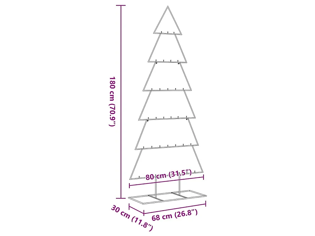 Metall-Weihnachtsbaum für Dekorationen Schwarz 180 cm