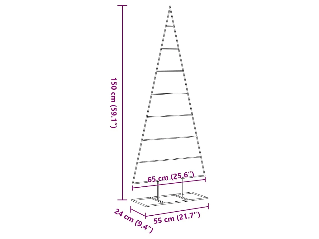 Kerstdecoratie kerstboom 150 cm metaal zwart
