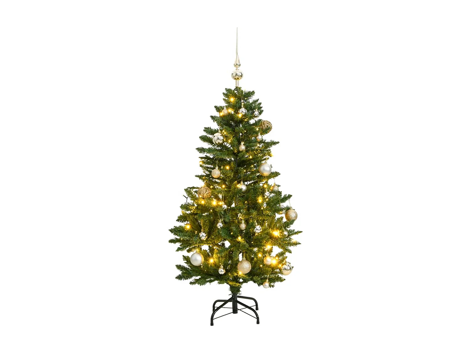 Árvore Natal artificial articulada c/ 150 luzes LED+bolas 150cm