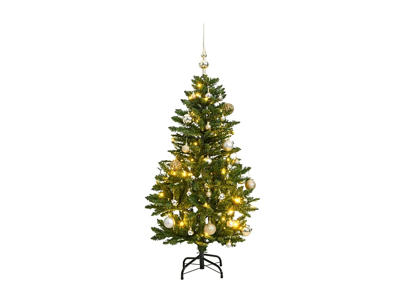 Árvore Natal artificial articulada c/ 150 luzes LED+bolas 150cm