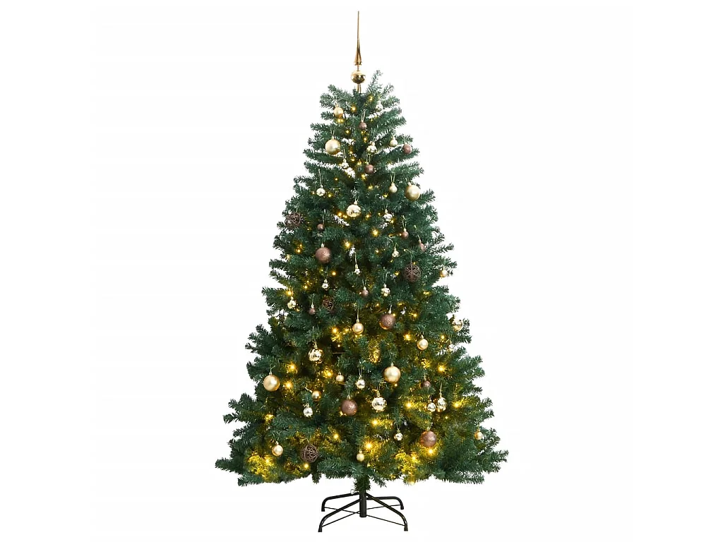 Sapin de Noël artificiel articulé 300 LED et boules 210 cm