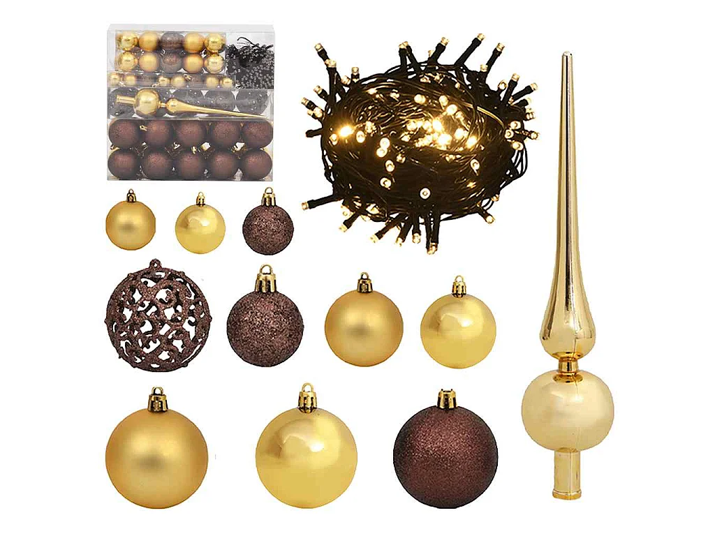 Sapin de Noël artificiel articulé 300 LED et boules 210 cm