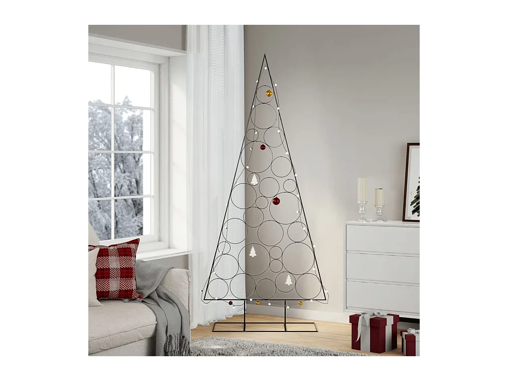 Kerstdecoratie kerstboom 210 cm metaal zwart