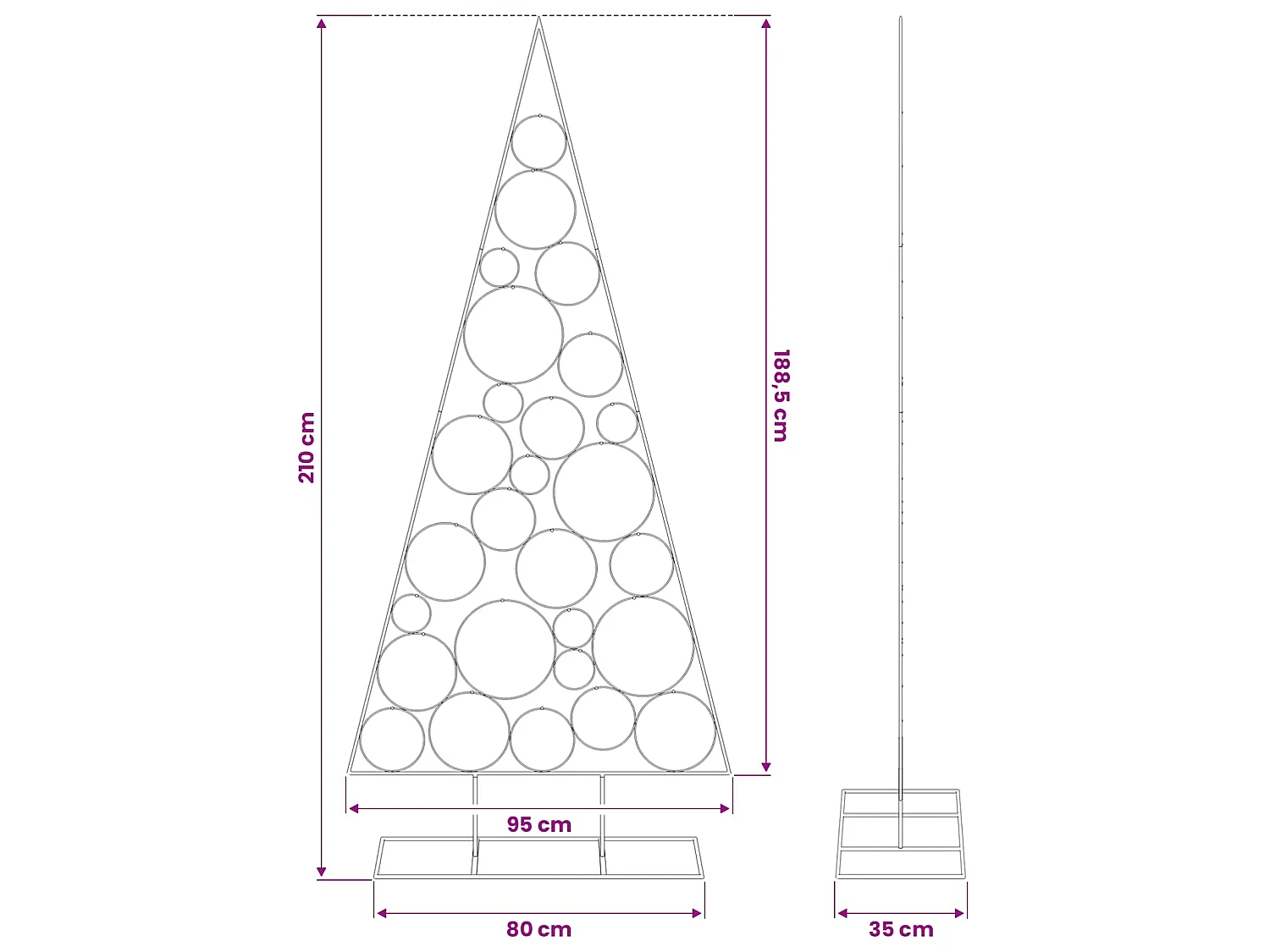 Árbol de Navidad para decoración metal negro 210 cm