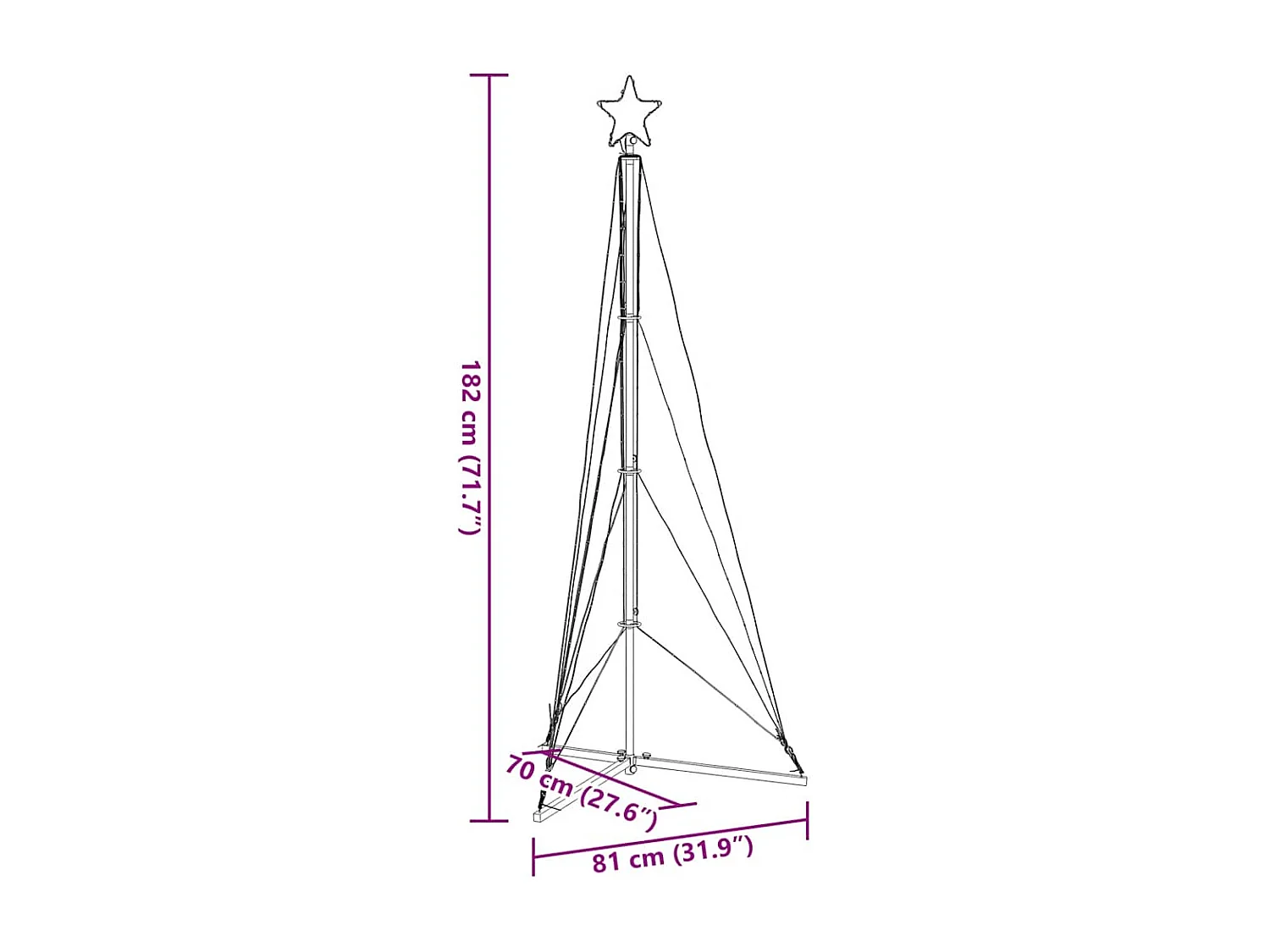 LED-kerstboom 363 LEDs koud wit 182 cm