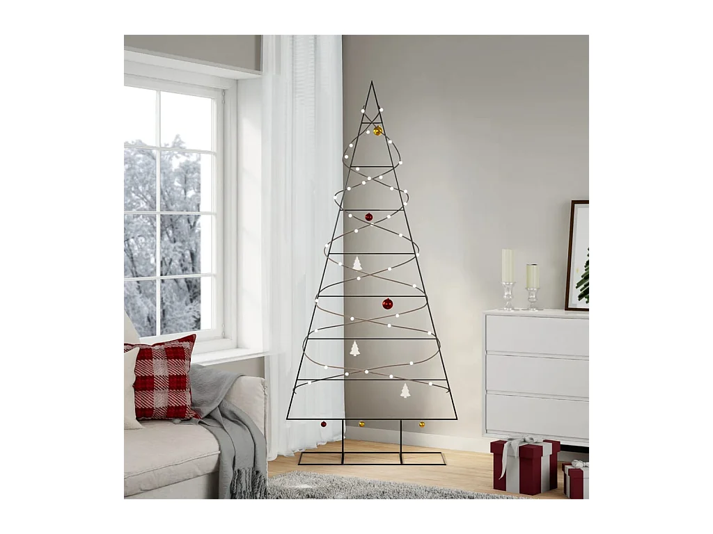 Kerstdecoratie kerstboom 210 cm metaal zwart