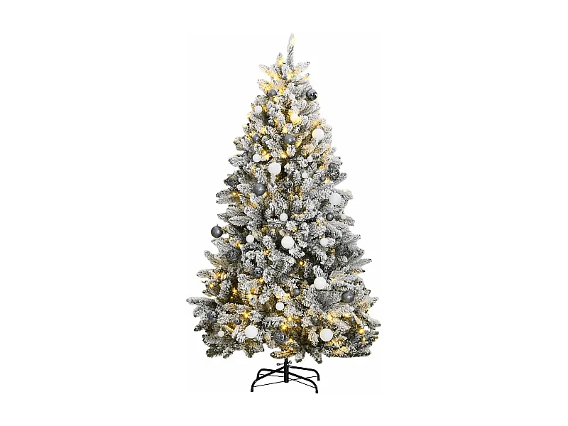 Kunstkerstboom met scharnieren 300 LED's en kerstballen 180 cm