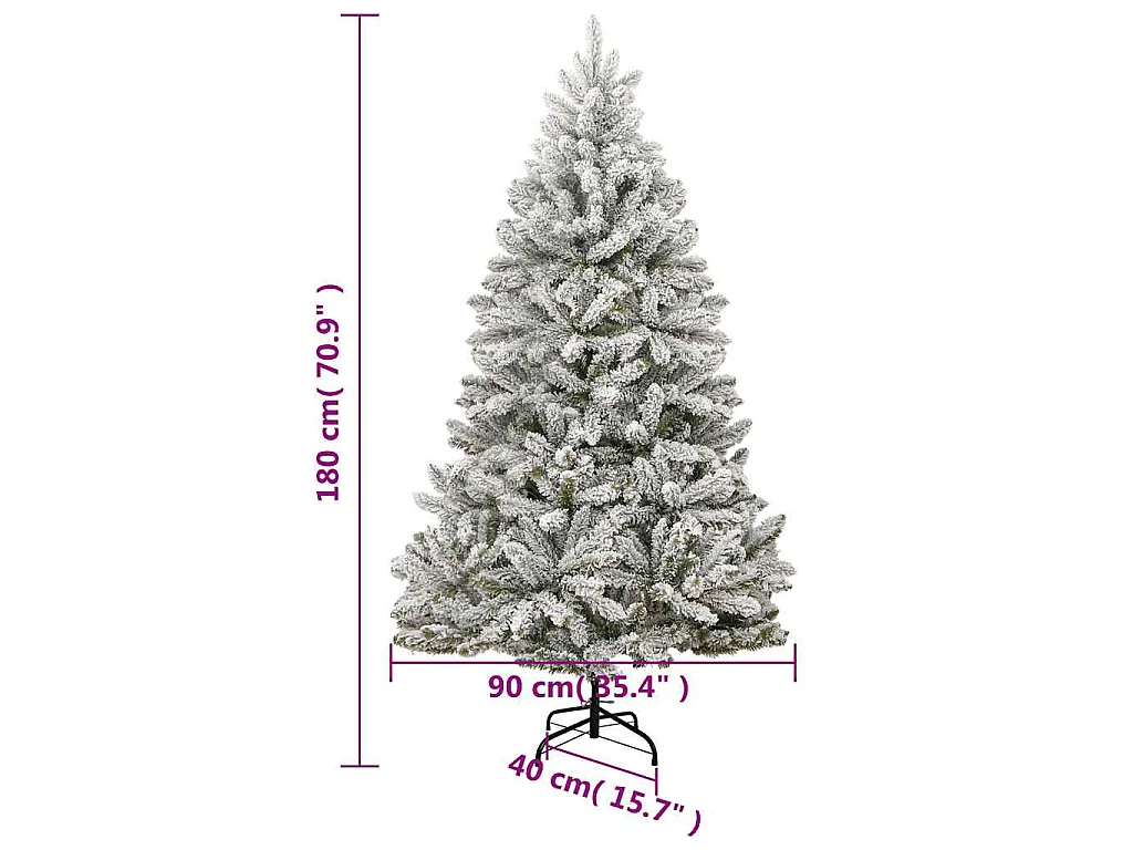 Árbol de Navidad artificial con bisagras 300 LED y bolas 180 cm