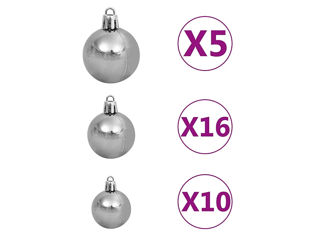 Árbol de Navidad artificial con bisagras 300 LED y bolas 180 cm