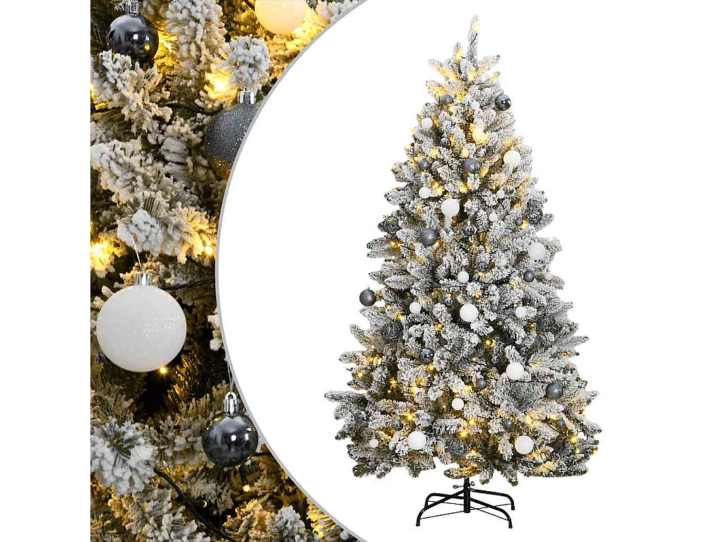 Árbol de Navidad artificial con bisagras 300 LED y bolas 180 cm
