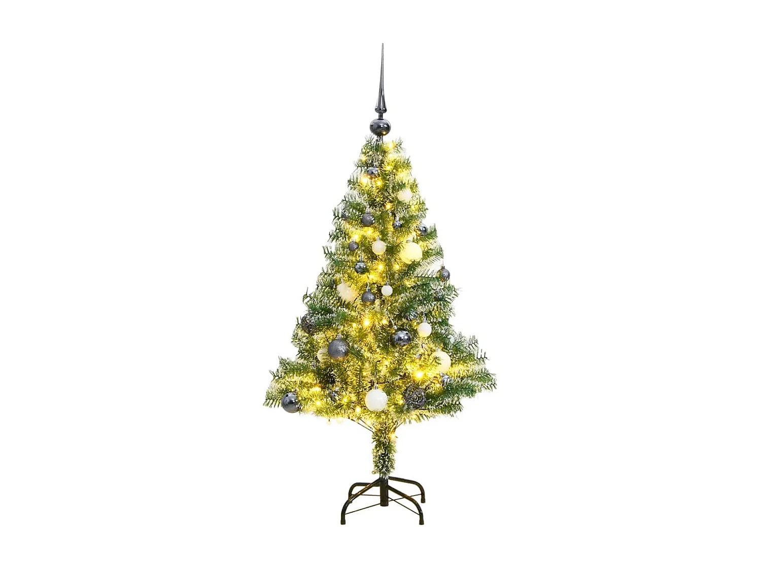 Sapin de Noël artificiel 150 LED&boules&neige floquée 150 cm