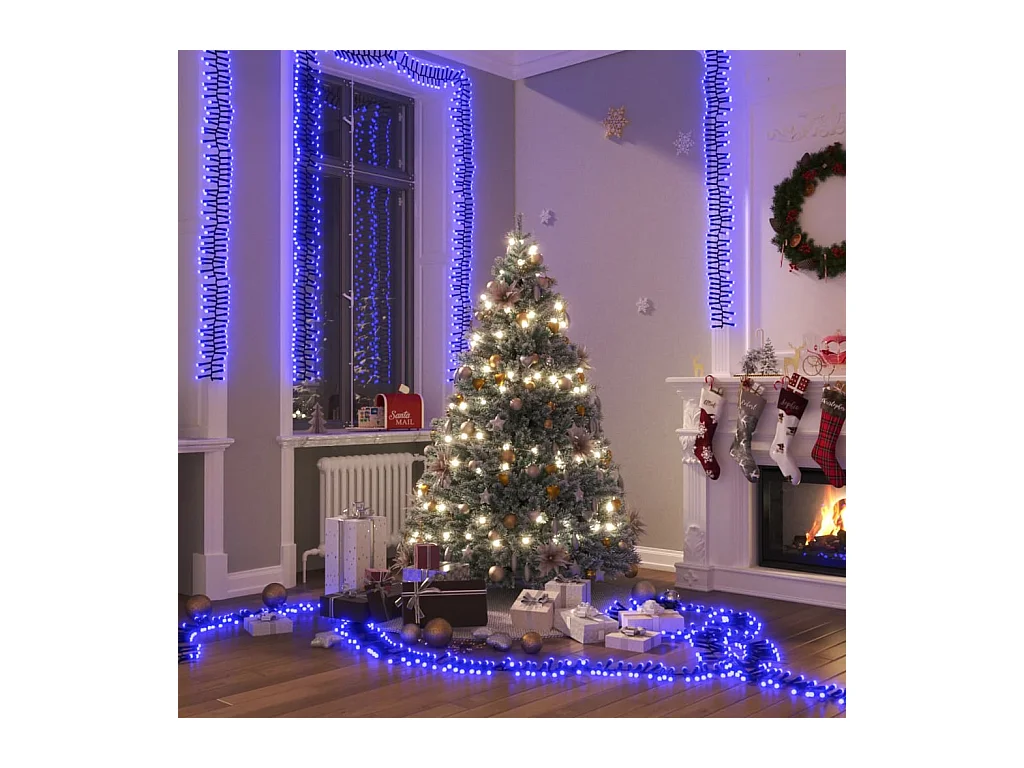 Lichtslinger cluster met 400 LED's blauw 7,4 m PVC