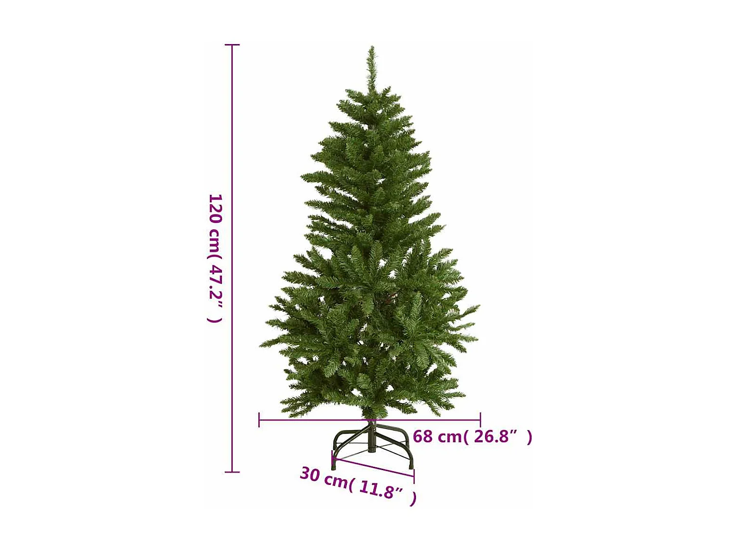 Albero Natale Incernierato con 150 LED e Palline 120 cm
