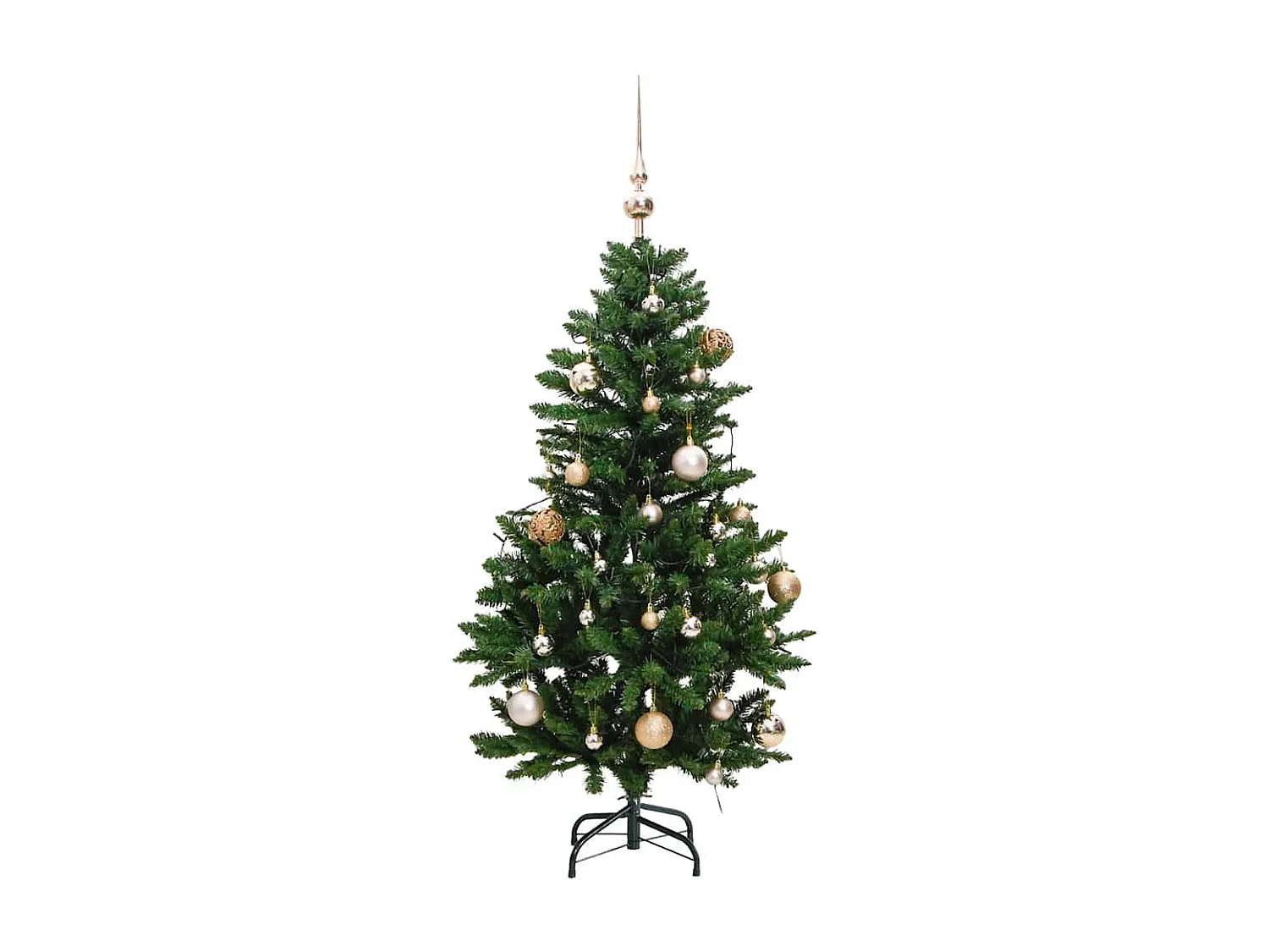Albero Natale Incernierato con 150 LED e Palline 120 cm