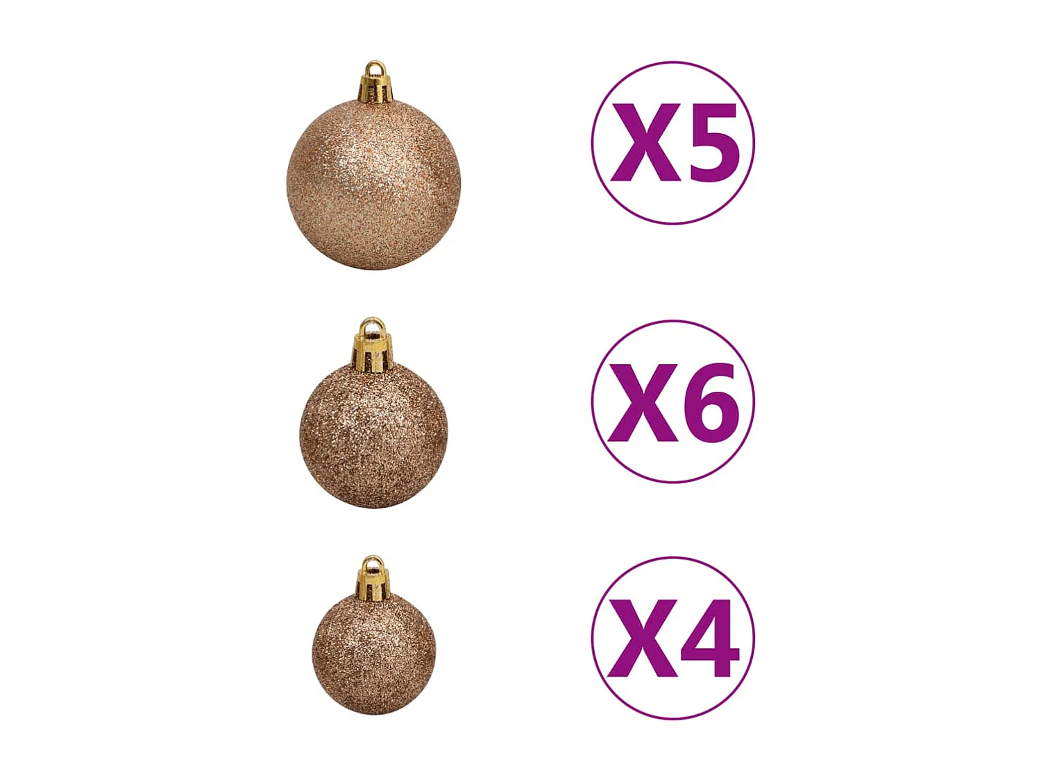 Albero Natale Incernierato con 150 LED e Palline 120 cm