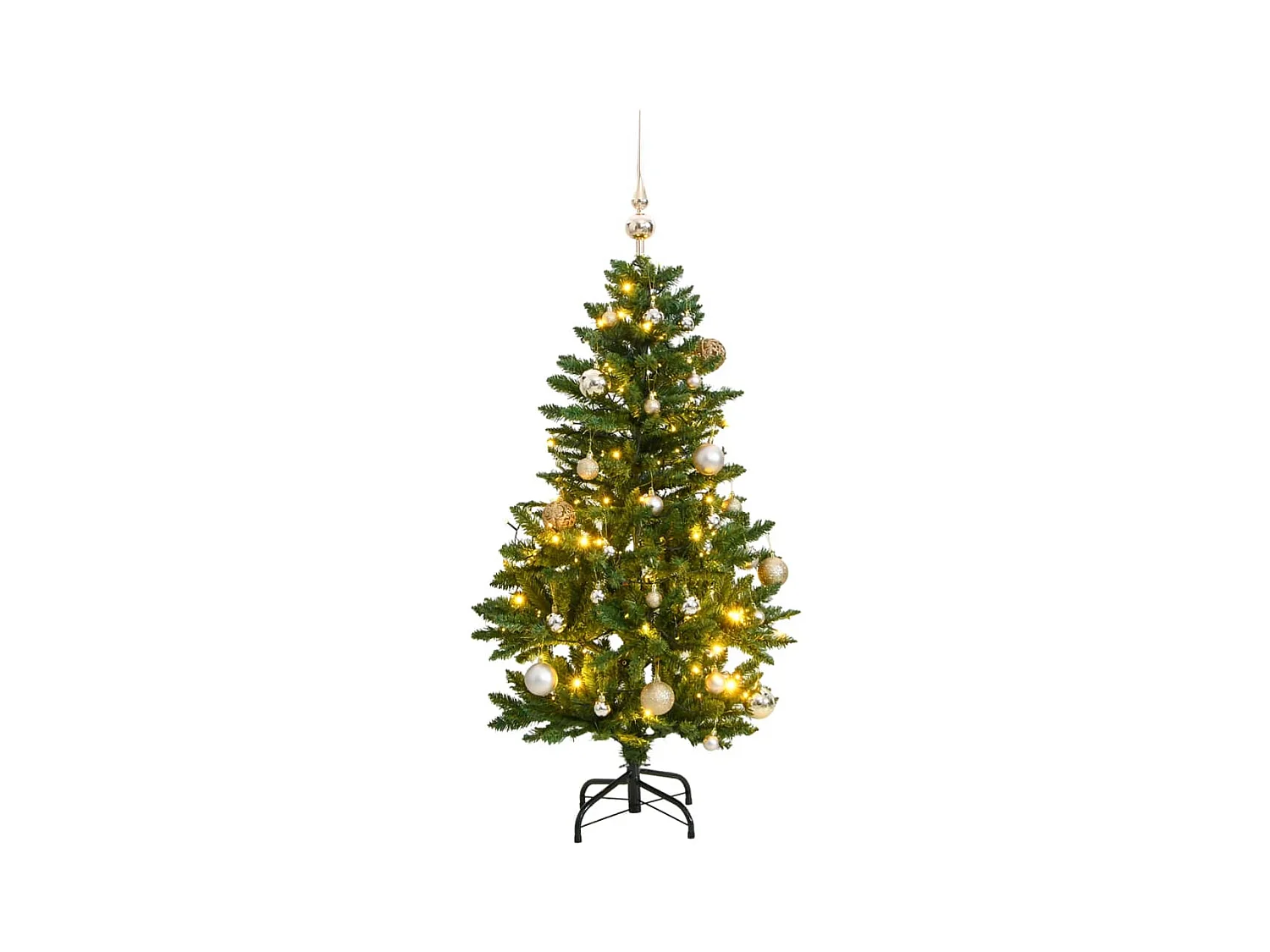 Kunstkerstboom met scharnieren 150 LED en kerstballen 120 cm