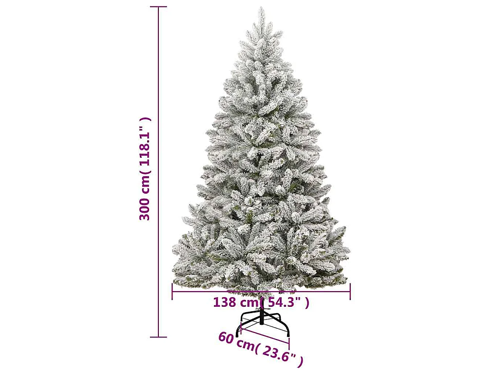 Kunstkerstboom met scharnieren 300 LED's en kerstballen 300 cm