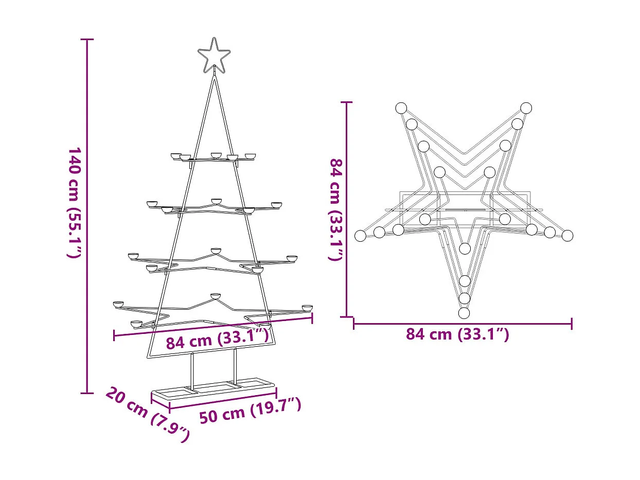 Metall-Weihnachtsbaum für Dekorationen Schwarz 140 cm