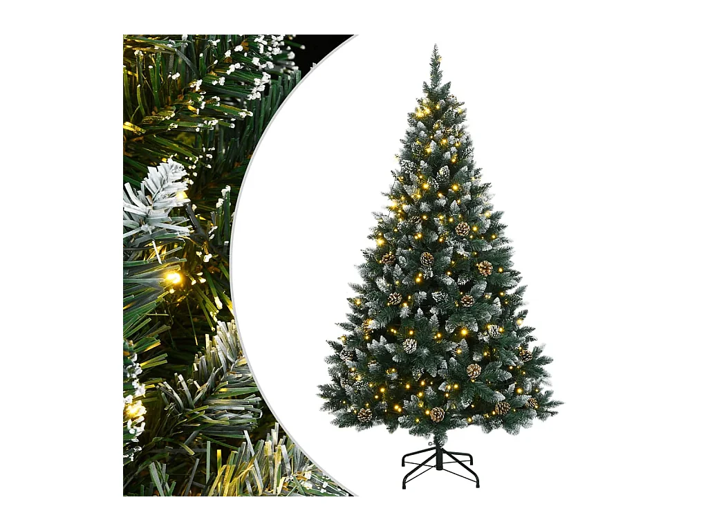 Albero di Natale Artificiale Incernierato con 300 LED 180 cm