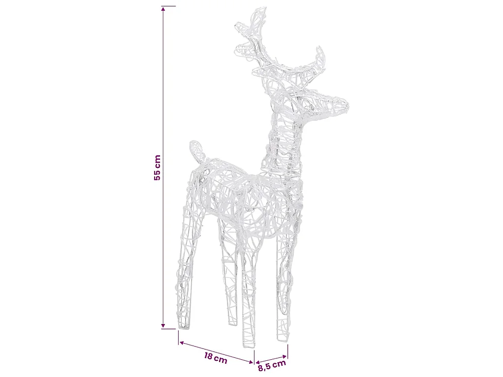 Décoration de Noël Rennes et traîneau 160 LED 130 cm Acrylique