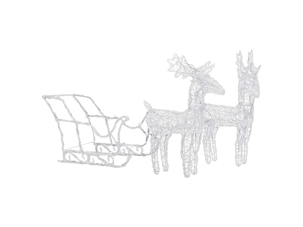 Décoration de Noël Rennes et traîneau 160 LED 130 cm Acrylique