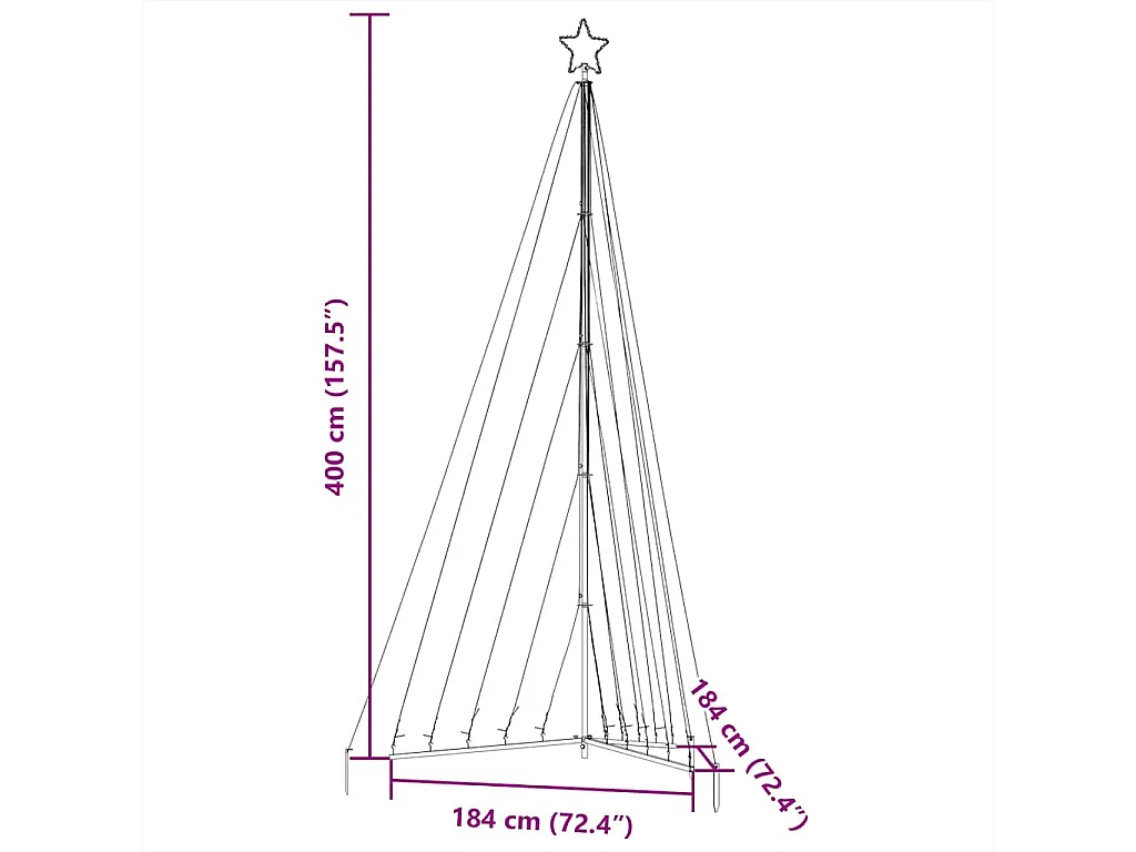 LED-kerstboom 570 LEDs koud wit 399 cm