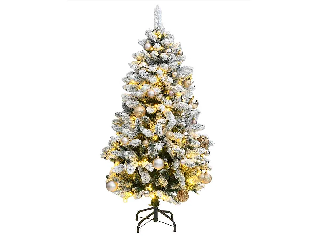 Árvore Natal artificial articulada c/ 150 luzes LED+bolas 150cm