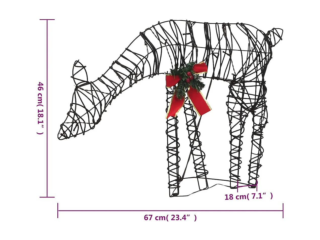 Decorazione Natale Famiglia di Renne 90 LED Bianco Caldo Rattan