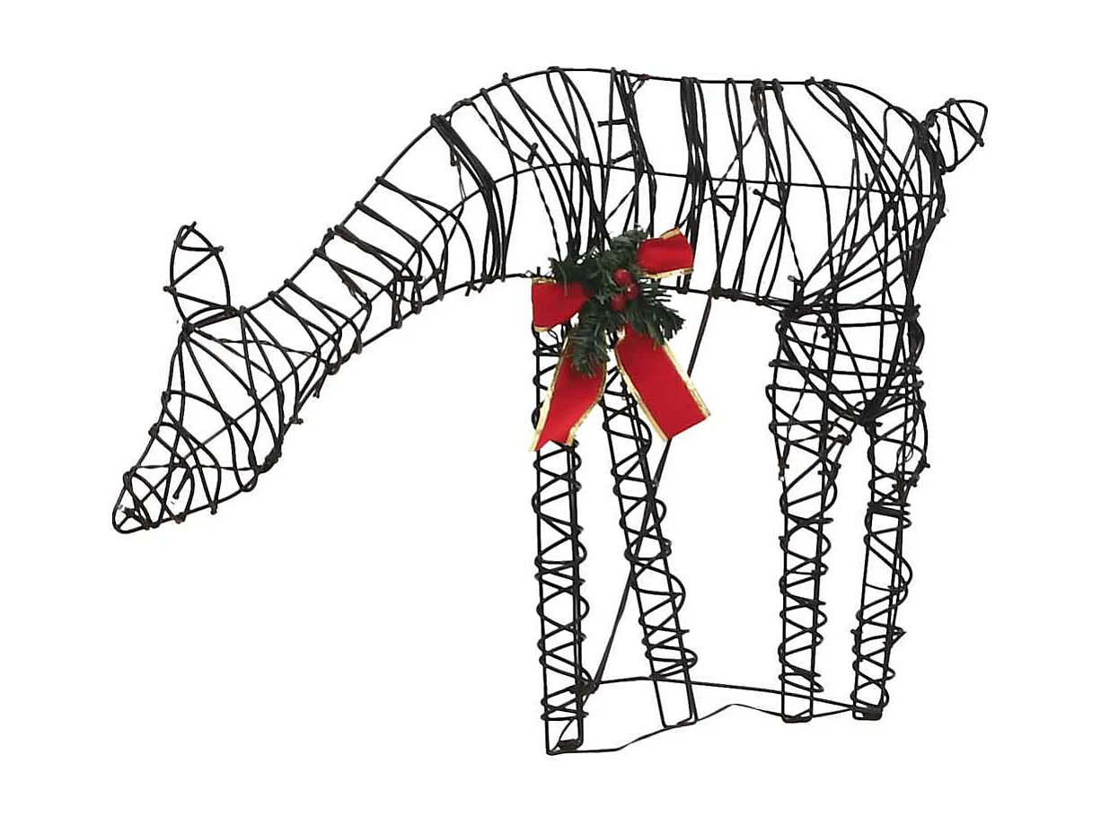 Decorazione Natale Famiglia di Renne 90 LED Bianco Caldo Rattan