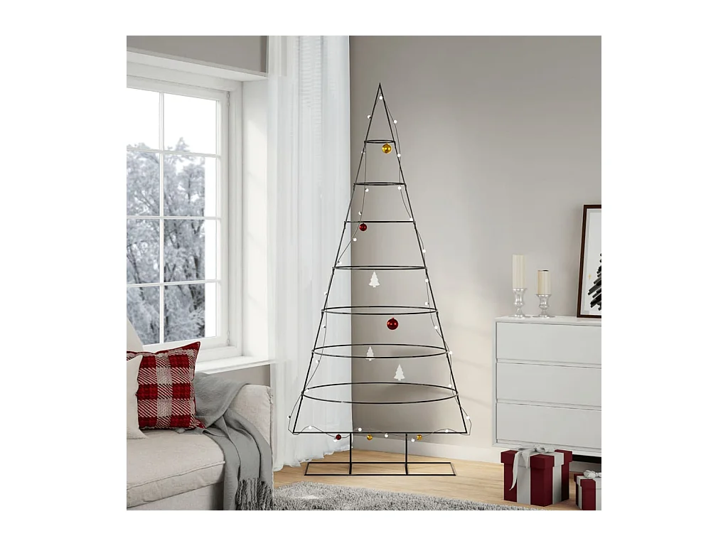 Kerstdecoratie kerstboom 210 cm metaal zwart