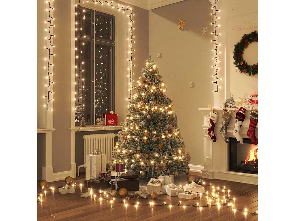 Cordão de luzes compacto 2000 luzes LED 45 m PVC branco quente