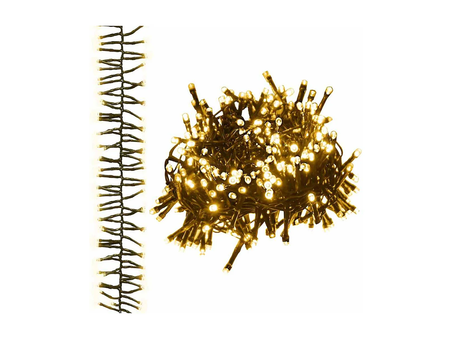 Cordão de luzes agrupadas 3000 luzes LED PVC branco quente