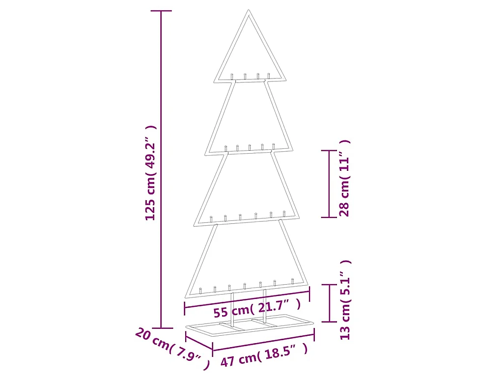 Kerstdecoratie kerstboom 125 cm metaal zwart