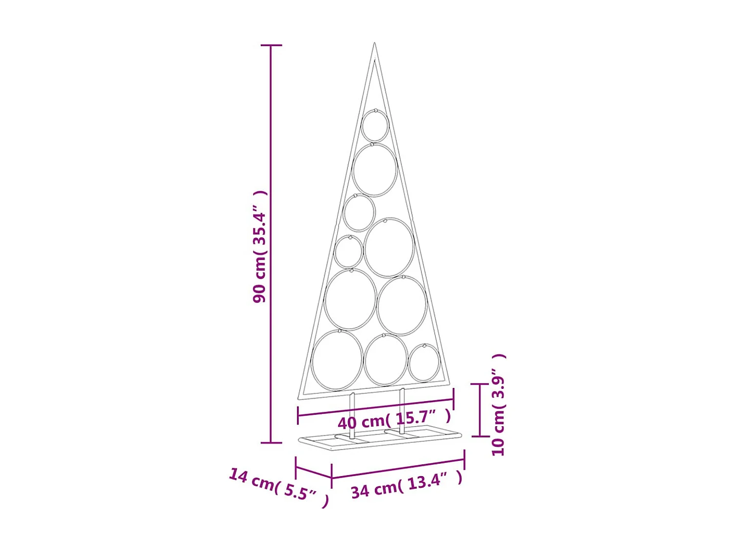 Metall-Weihnachtsbaum für Dekorationen Schwarz 90 cm