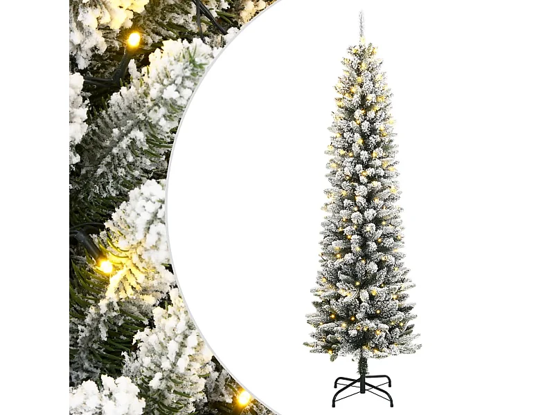 Albero di Natale Artificiale con 300 LED e Neve Floccata 180 cm
