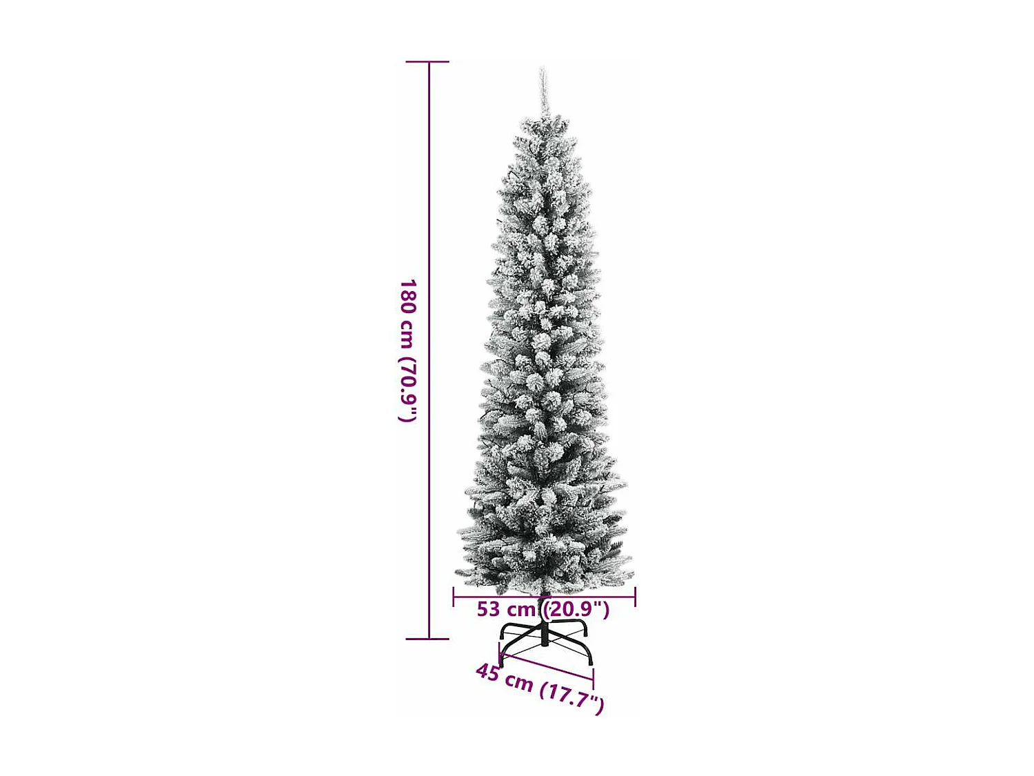 Albero di Natale Artificiale con 300 LED e Neve Floccata 180 cm