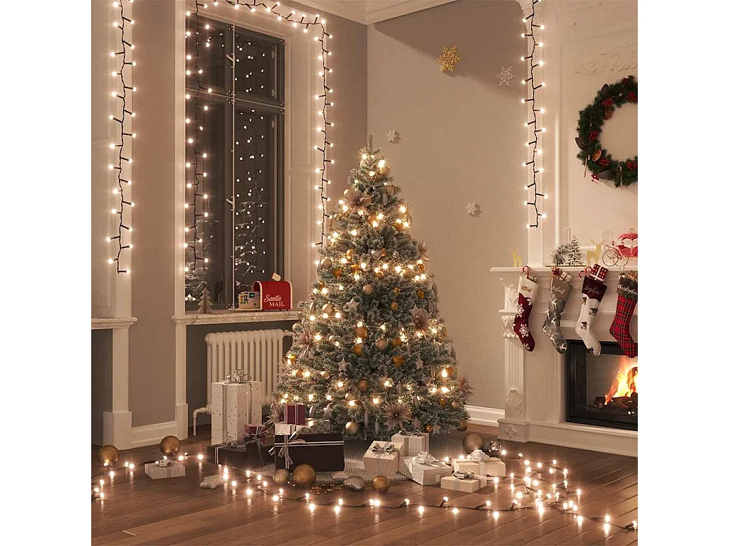 Guirlande à LED compacte avec 400 LED Blanc chaud 13 m PVC
