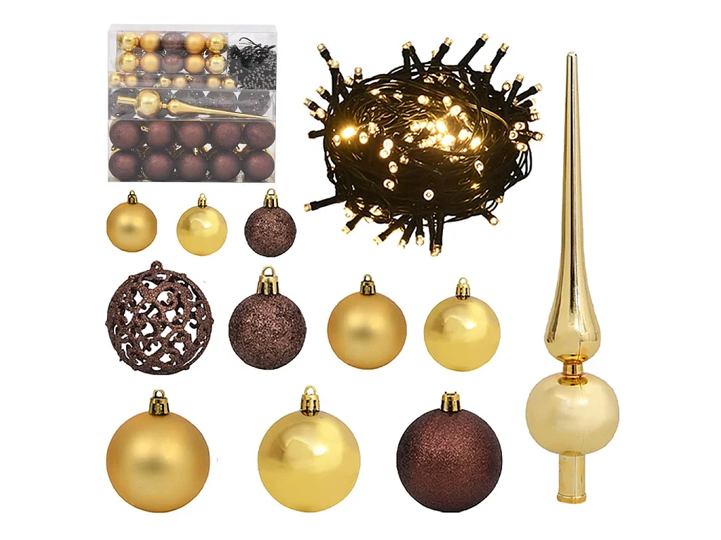 Sapin de Noël artificiel articulé 300 LED et boules 270 cm