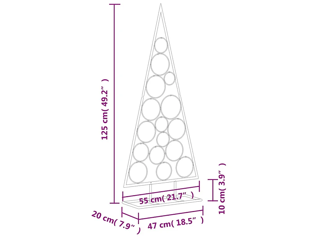 Kerstdecoratie kerstboom 125 cm metaal zwart